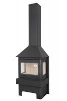 Камин Экокамин Прага три (3) стекла черный/графит