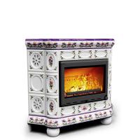 КимрПечь Изразцовый камин Медальон угловой Ирисы (топка: Ладья-700)