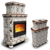 КимрПечь Изразцовый камин Медальон центральный двухъярусный Усадьба (топка: Ладья-700) (топка: Ладья-700)