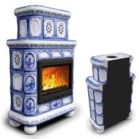 КимрПечь Изразцовый камин Медальон пристенный двухъярусный Голландия (топка: Ладья-700) (топка: Ладья-700)