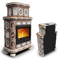 КимрПечь Изразцовый камин Медальон пристенный двухъярусный Модерн (топка: Ладья-700) (топка: Ладья-700)