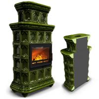 КимрПечь Керамическая печь Истра пристенный двухъярусный Хвоя (комплектация: Облицовка для топок Ладья-600, Antek)