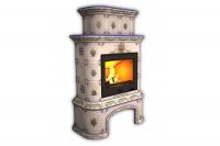 Камин КимрПечь Прованс с дровником пристенный двухъярусный Луг