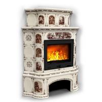 КимрПечь Прованс с дровником угловой двухъярусный Звери (топка: Ладья-700)