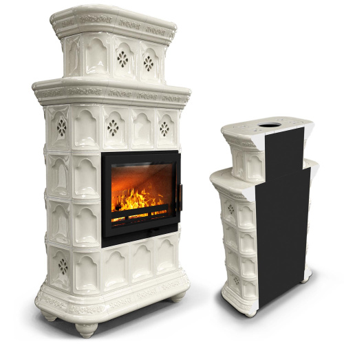 КимрПечь Керамическая печь Истра пристенный двухъярусный Ваниль (комплектация: Ладья-700)