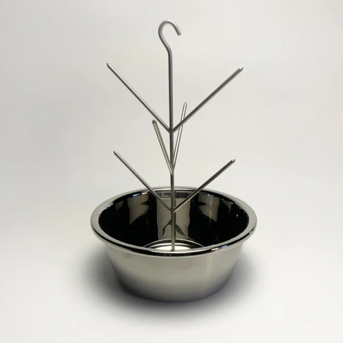 Елочка для тандыра 6 шипов с миской из нержавеющей стали (крючок) D 18/22/26/28см.