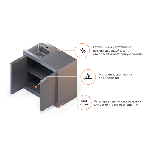 Тумба с мойкой Gratar Expert ETU 900M