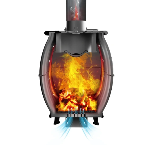 Печь Бахта, дымоход через стену (комплект с монтажом «под ключ»)