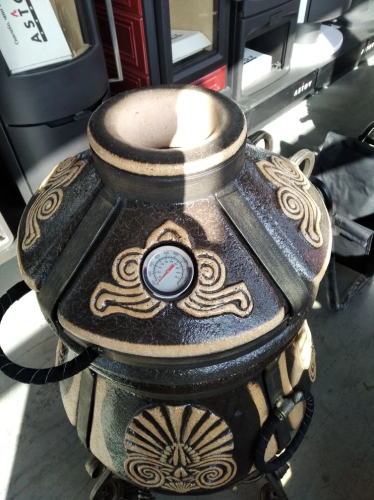 Тандыр ЭКО Греческий с откидной крышкой и откидным поддувалом на колесах