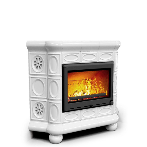 КимрПечь Медальон угловой Белый. Печь для дачи (топка: Ладья-600)