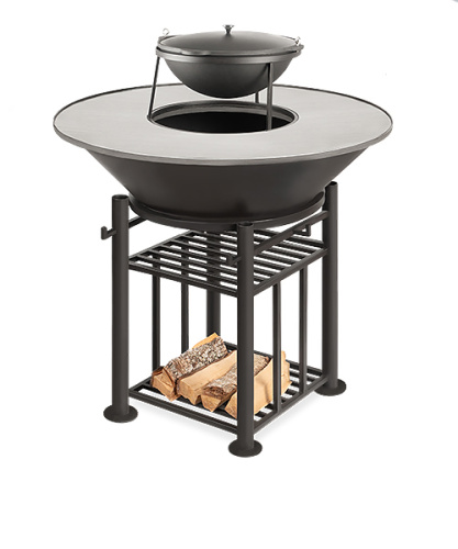 Везувий Фантастик Гриль (Fantastic Grill) Ø 1000 (чаша+подставка+плита+решетка чугунная"СТЕЙК" Ø 450мм+крышка)